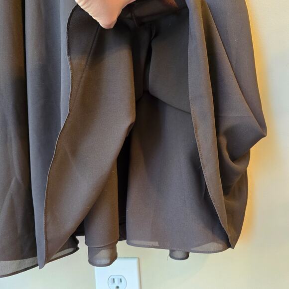 Midnight Velvet Brown Formal Wedding Church Party Beaded Trim Dress Size M - Picture 8 of 9